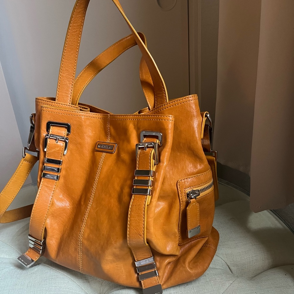 Michael Kors Soft Caramel Leather Large Shoulder Travel Crossbody Bag